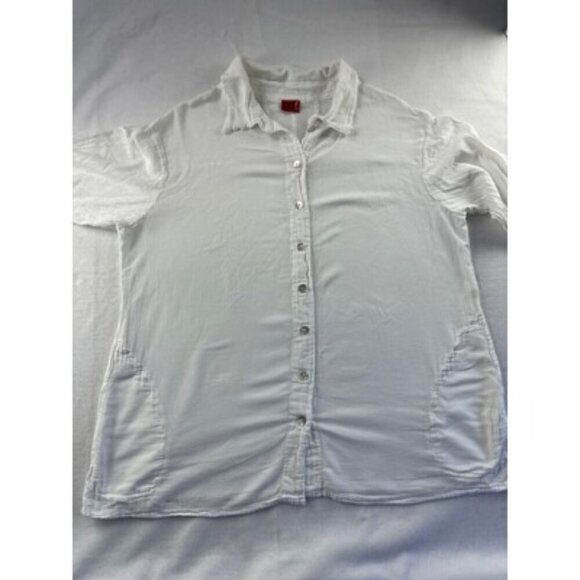 Oh My Gauze! Womens White Button-Up Shirt - L - Picture 1 of 4